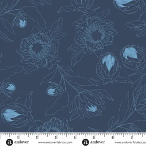 Andover Fabrics - Color Me Whispered - Protea Whisper Navy - 10070-B