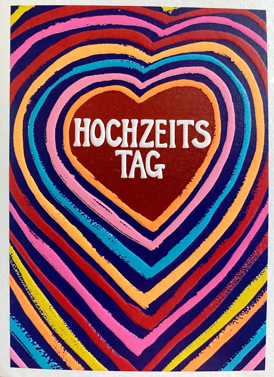 Grußkarte - Hochzeitstag mit Neon-Herzen - ps50106