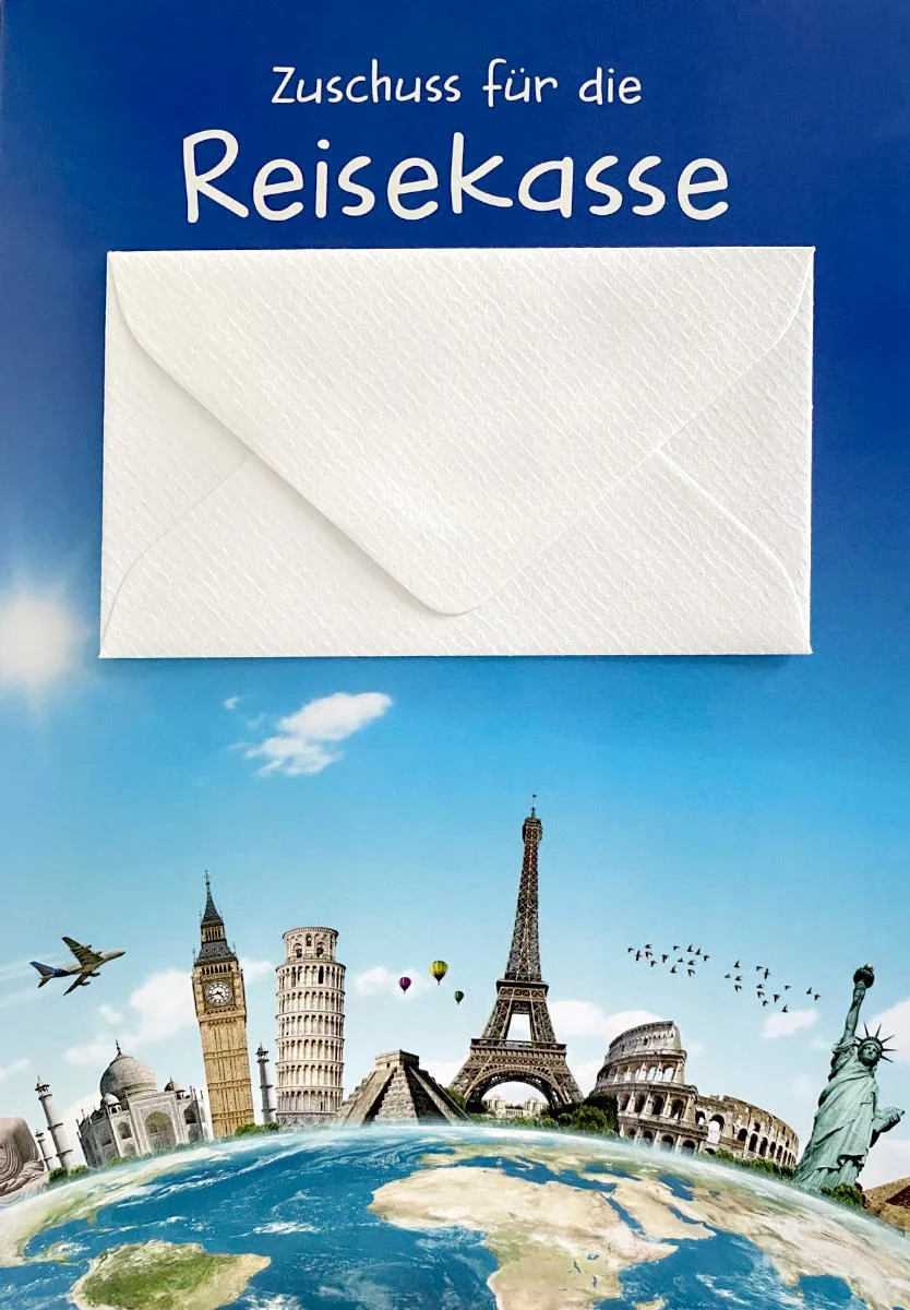 Grußkarte mit Geldumschlag - Zuschuss für die Reisekasse - 802813
