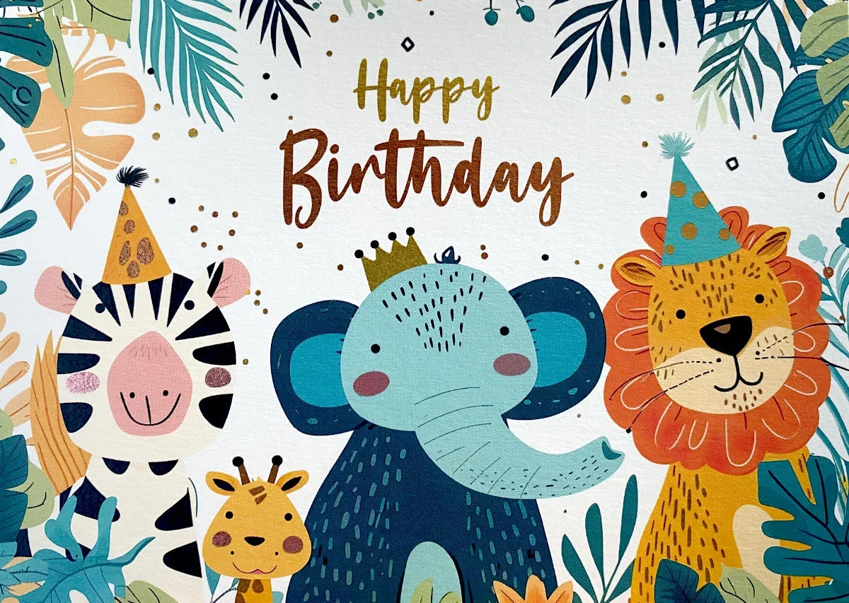 Postkarte - Happy Birthday - Party-Tiere - PV7489