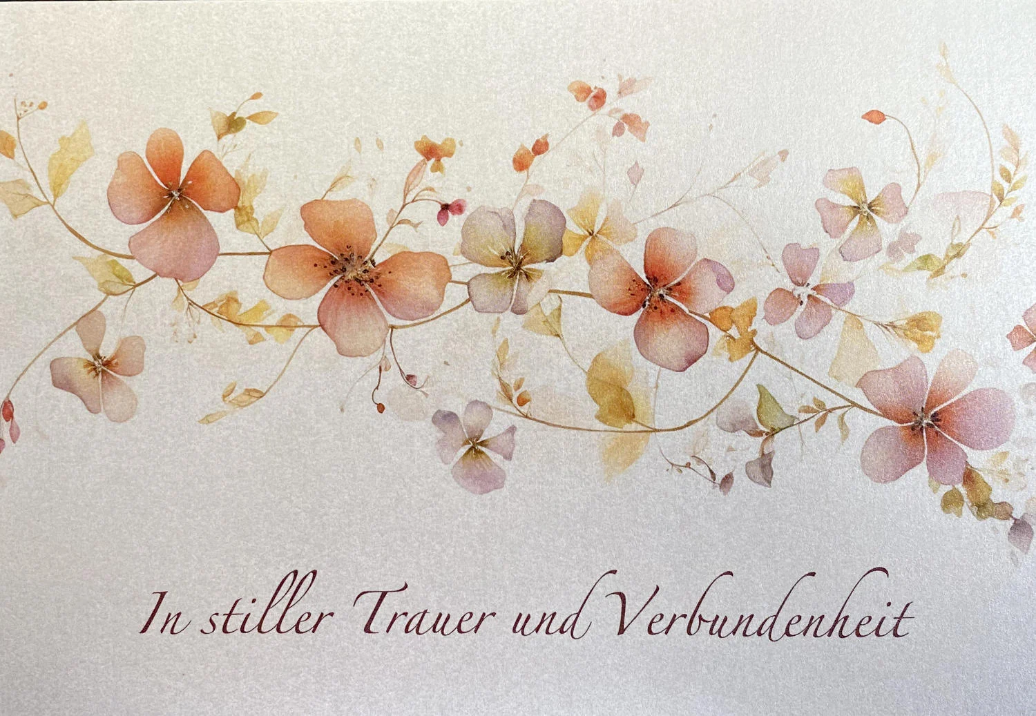 Trauerkarte "In stiller Trauer und Verbundenheit" - Kirschblüten