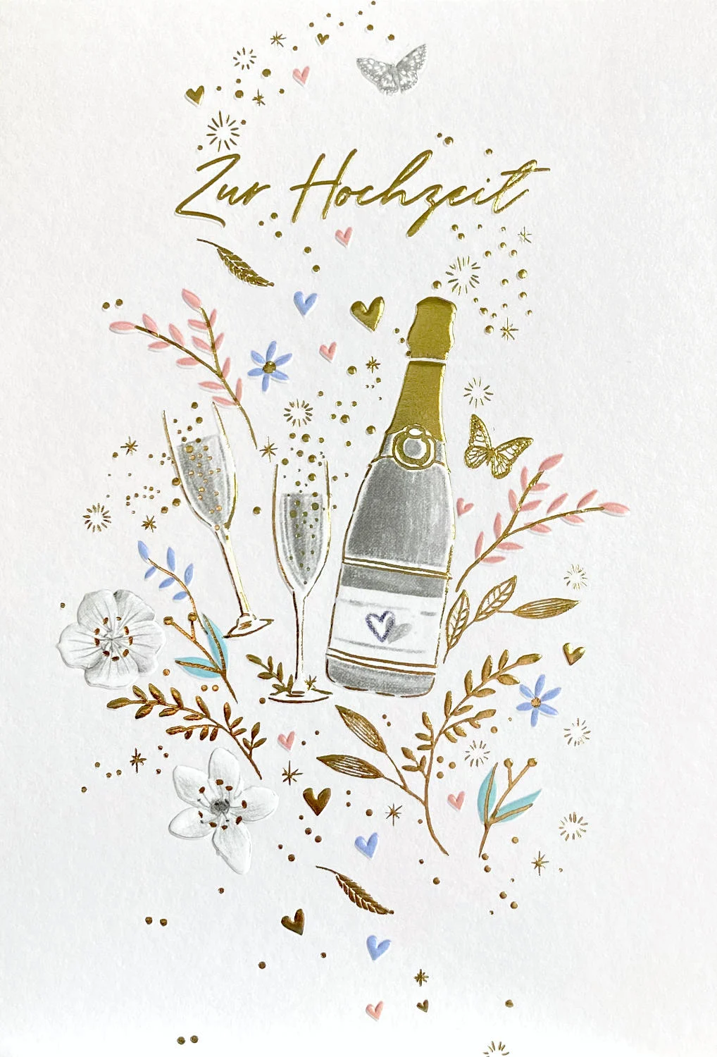 Grußkarte - "Zur Hochzeit" - Sektflasche