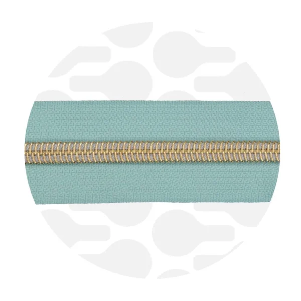 Endlos-Reißverschluss #5 - Mint Green / Gold - 1-Meter-Zuschnitt - ZipperZoo
