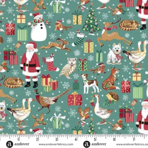 Country Christmas - Friends Teal - Makower - MU-230-T