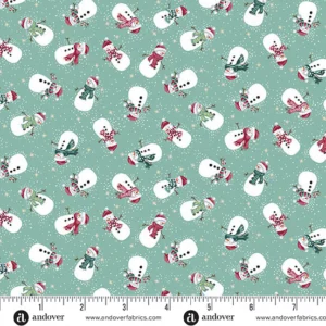 Country Christmas - Snowmen Teal - Makower - MU-232-T