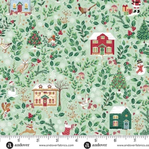 Country Christmas - Cottages Green - Makower - MU-240-G