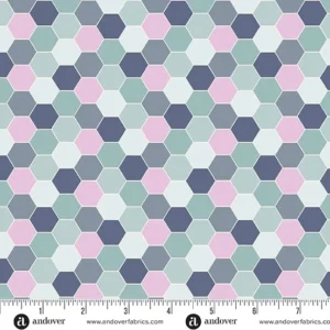 Sunset Cottage - Hexie Blossom Aqua - Andover - 10275-T
